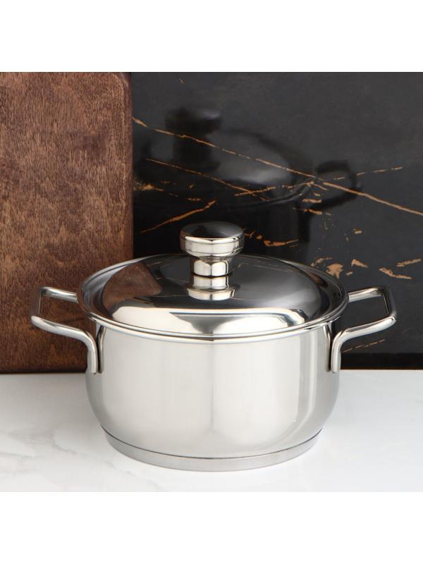 Кастрюля «Классика-прима», 1,5 л, d=16 см, металлическая крышка, капсульное дно, с теплораспределительным слоем, цвет серебряный