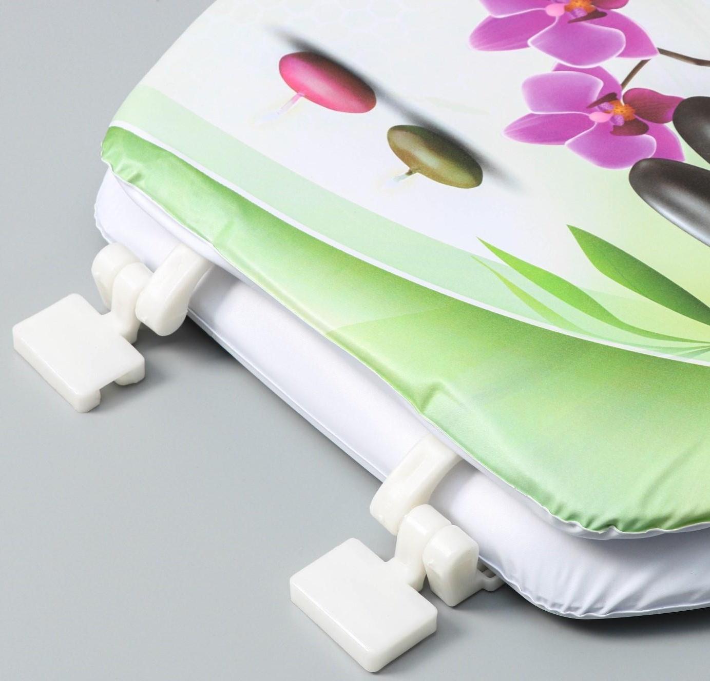 Сиденье для унитаза с крышкой Доляна «Камни дзен», 40×37 см, мягкое