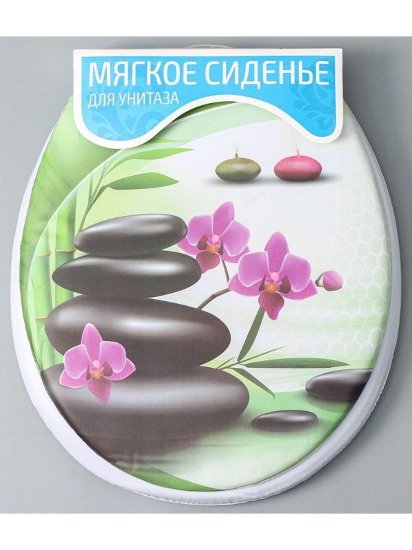 Сиденье для унитаза с крышкой Доляна «Камни дзен», 40×37 см, мягкое