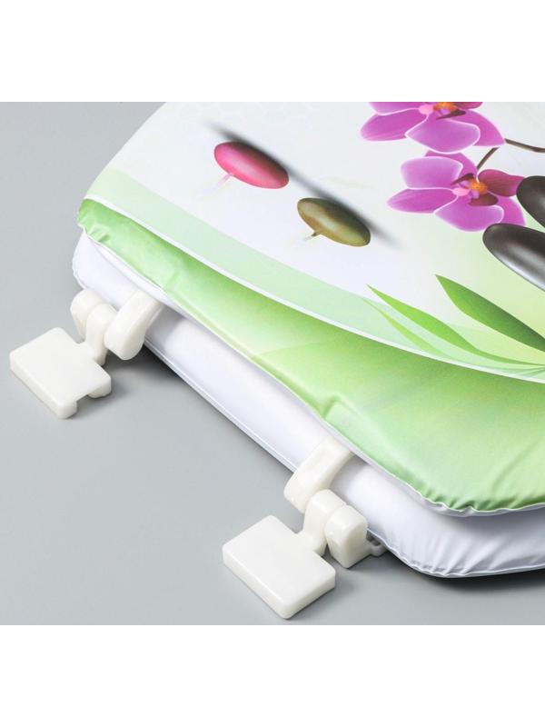 Сиденье для унитаза с крышкой Доляна «Камни дзен», 40×37 см, мягкое