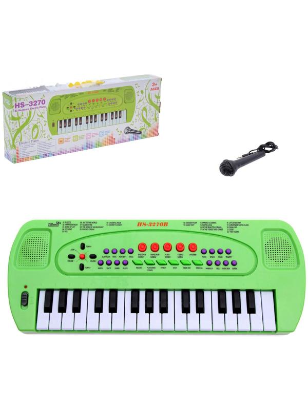 Синтезатор «Музыкант» с микрофоном, цвет зелёный, 32 клавиши