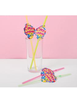 Трубочки для коктейля «С днём рождения», шарики, набор 6 шт.