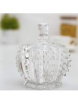 Сахарница стеклянная Доляна «Ягодки», 150 мл, 9×11 см, с крышкой