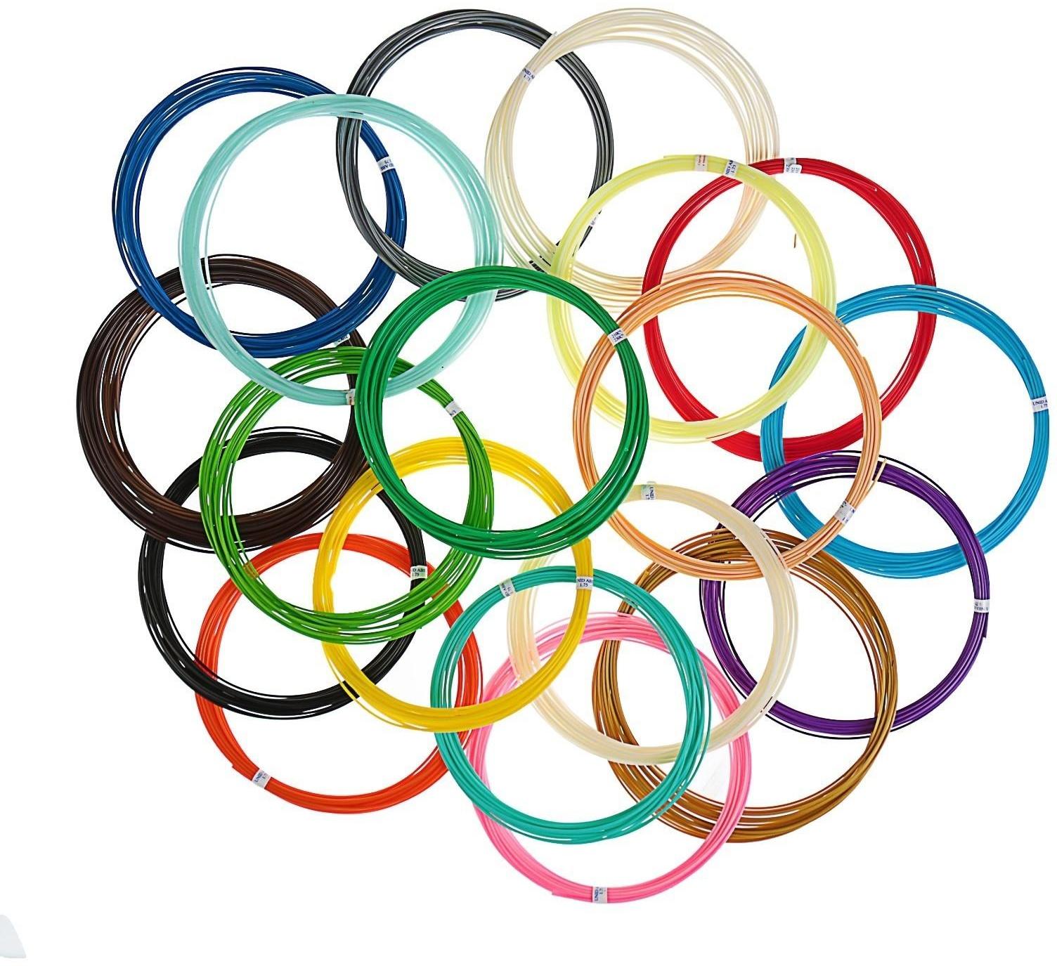 Пластик UNID ABS-20, для 3Д ручки, по 10 м, 20 цветов в наборе