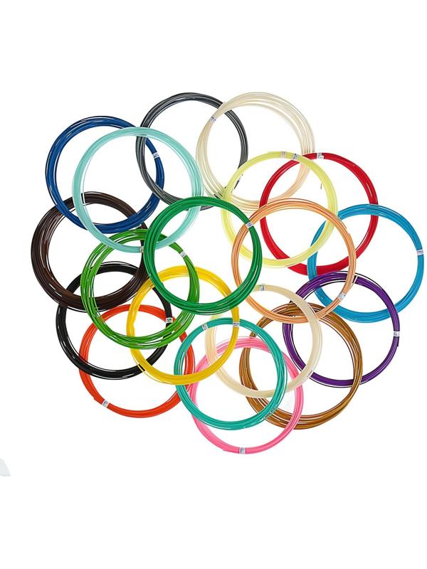 Пластик UNID ABS-20, для 3Д ручки, по 10 м, 20 цветов в наборе