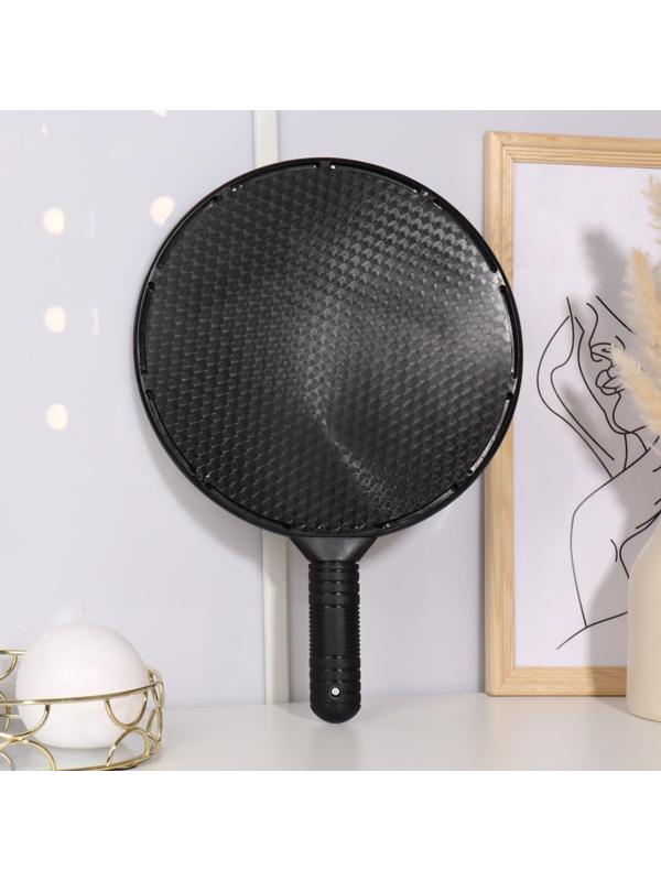 Зеркало с ручкой, d зеркальной поверхности 24,5 см, цвет чёрный