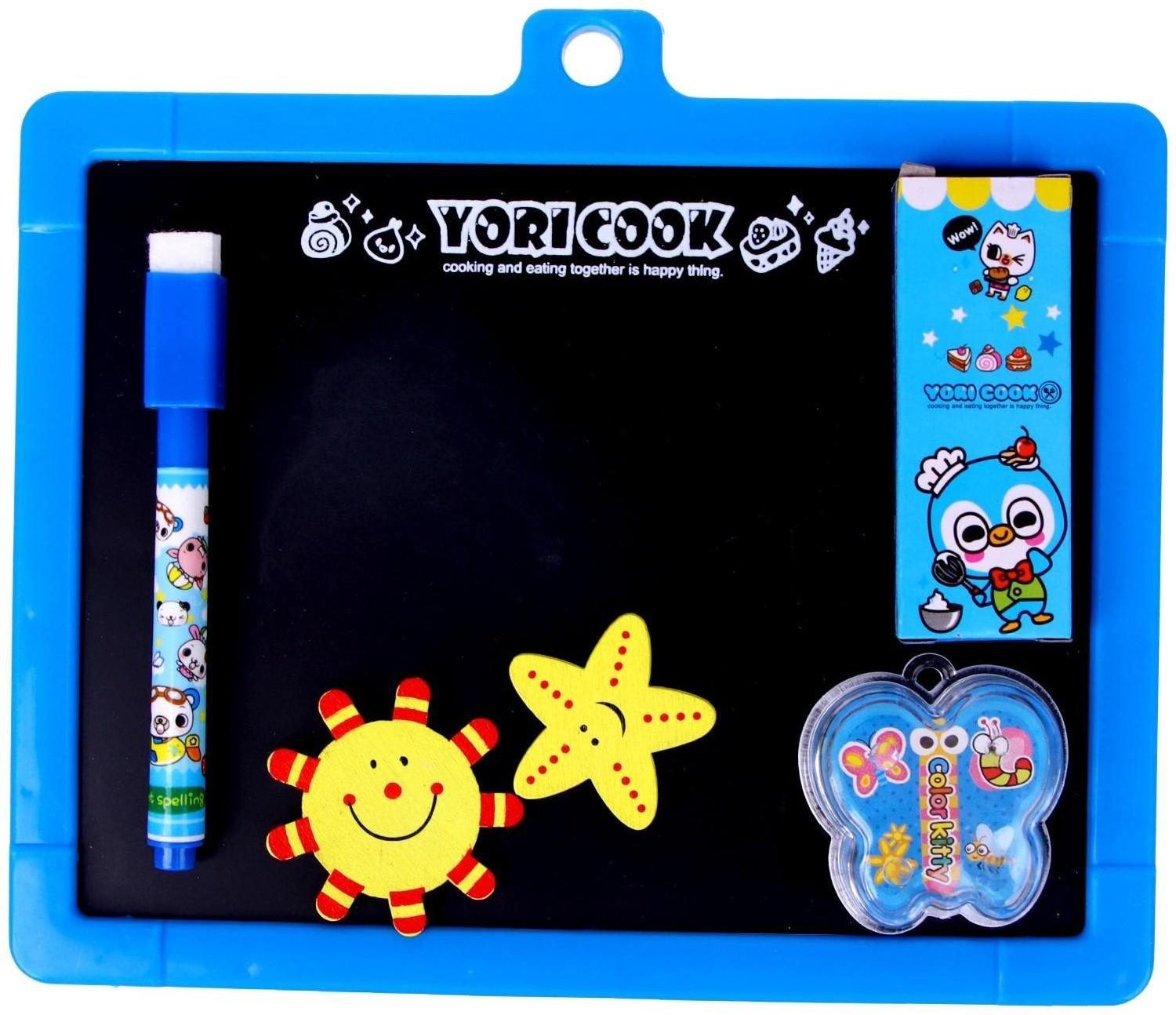 Доска для рисования магнитная двухсторонняя,под маркер и мел,губка, мел 3 шт., маркер, магниты 2 шт.