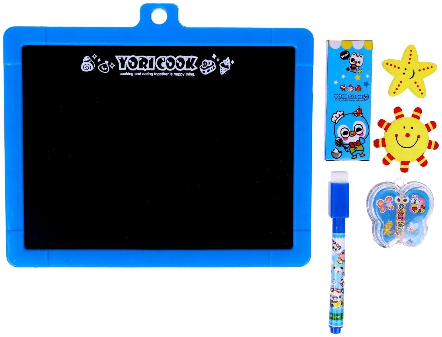 Доска для рисования магнитная двухсторонняя,под маркер и мел,губка, мел 3 шт., маркер, магниты 2 шт.