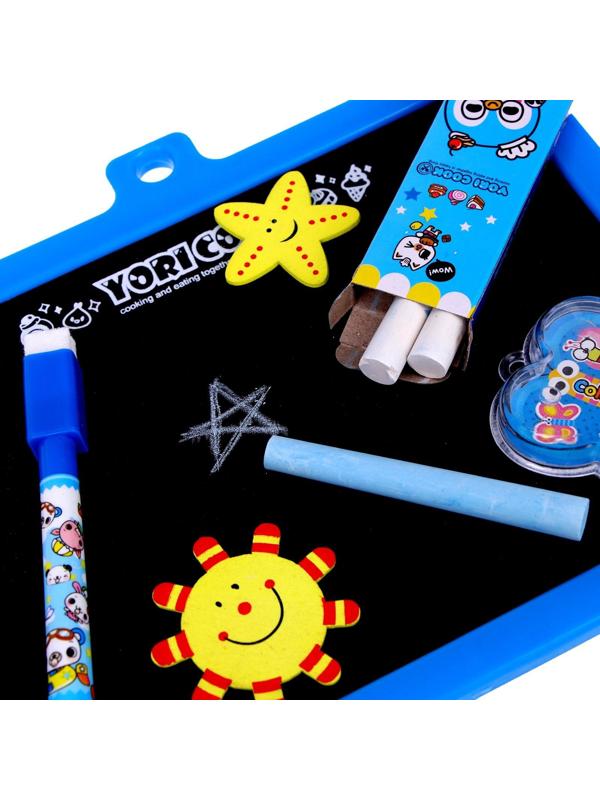 Доска для рисования магнитная двухсторонняя,под маркер и мел,губка, мел 3 шт., маркер, магниты 2 шт.