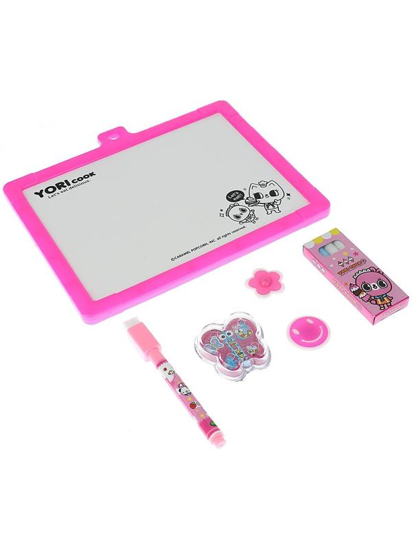 Доска магнитная двухсторонняя, под маркер и мел, губка, мел 3 шт., маркер, магниты 2 шт.