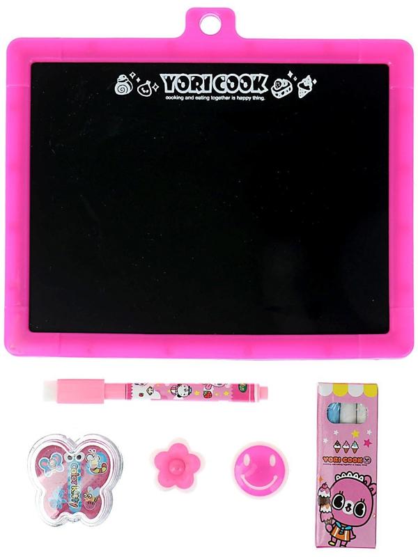 Доска магнитная двухсторонняя, под маркер и мел, губка, мел 3 шт., маркер, магниты 2 шт.