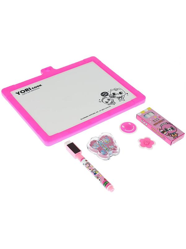 Доска магнитная двухсторонняя, под маркер и мел, губка, мел 3 шт., маркер, магниты 2 шт.