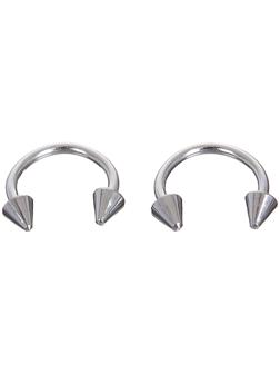 Циркуляр в бровь (пирсинг), шип, d= 10мм, пара, цвет серебро (неделимая фас.12пар, цена за пару)