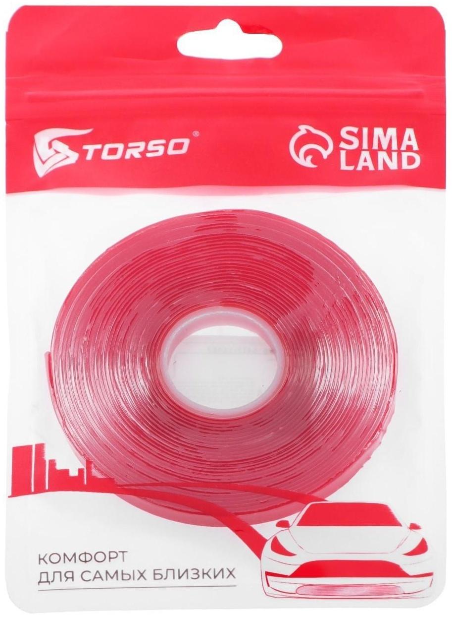 Клейкая лента TORSO, прозрачная, двусторонняя, акриловая, 6 мм х 5 м