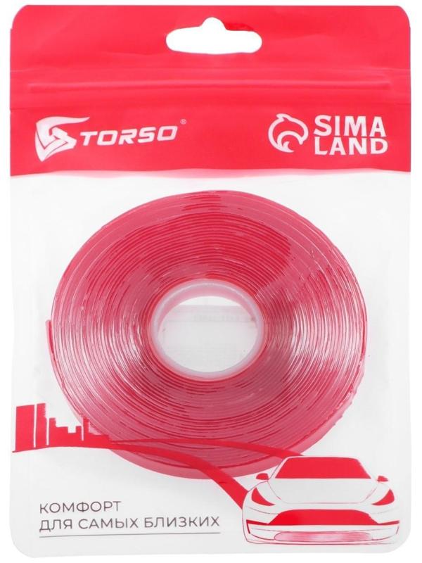 Клейкая лента TORSO, прозрачная, двусторонняя, акриловая, 6 мм х 5 м