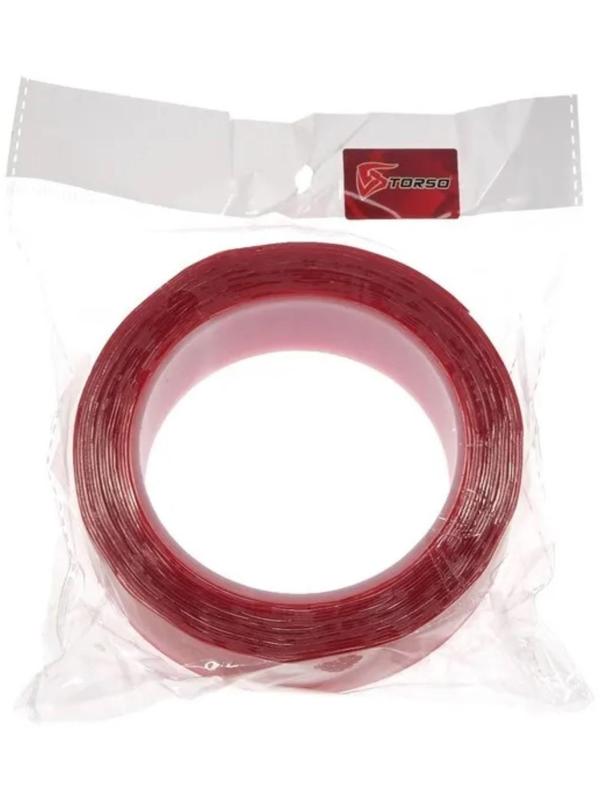 Клейкая лента TORSO, прозрачная, двусторонняя, акриловая, 30 мм х 5 м