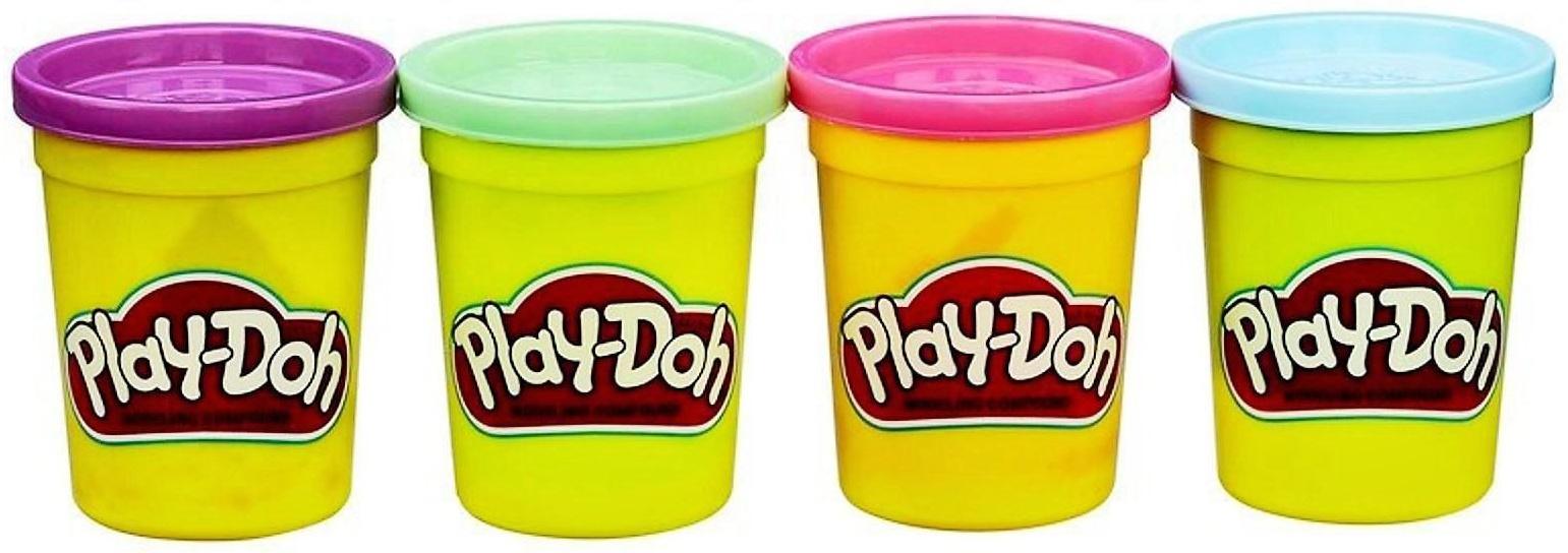 Пластилин для лепки, набор 4 баночки, МИКС