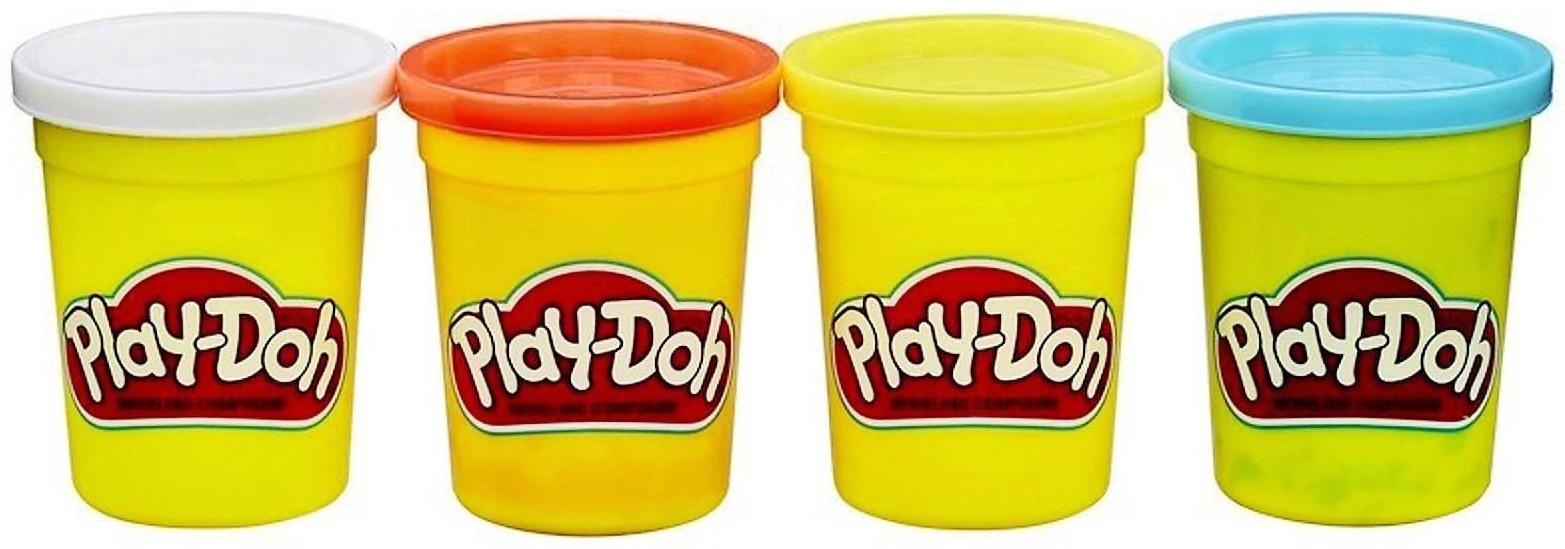 Пластилин для лепки, набор 4 баночки, МИКС