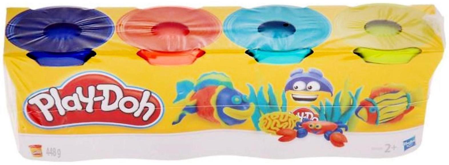 Пластилин для лепки, набор 4 баночки, МИКС