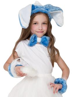 Карнавальный набор «Зайка», повязка с ушками р. 52, бант, нарукавники, цвет голубой МИКС