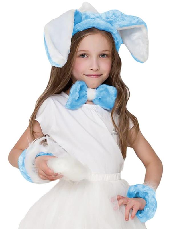 Карнавальный набор «Зайка», повязка с ушками р. 52, бант, нарукавники, цвет голубой МИКС