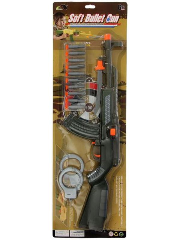 Набор военного «Задержание», наручники, автомат, стреляет присосками