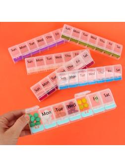 Таблетница «Неделька», английские буквы, 7 секций, цвет МИКС