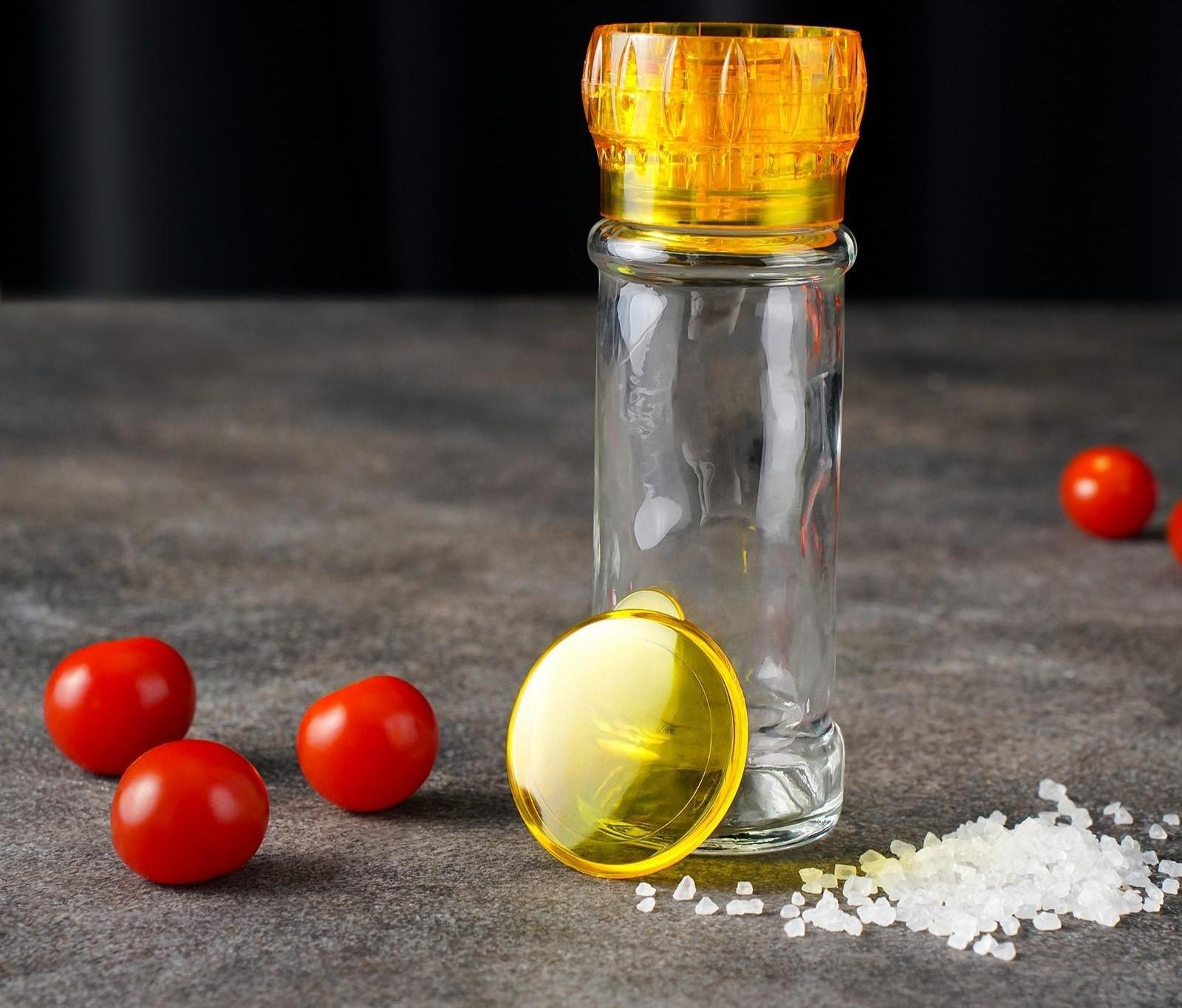 Мельница, пластиковый механизм, 115 мл (45-80 гр), цвет жёлтый