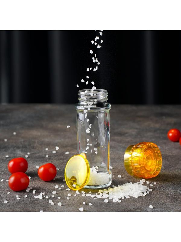 Мельница, пластиковый механизм, 115 мл (45-80 гр), цвет жёлтый