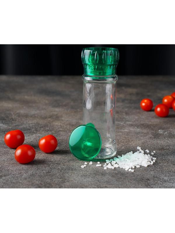 Мельница, пластиковый механизм, 115 мл (45-80 гр), цвет зелёный