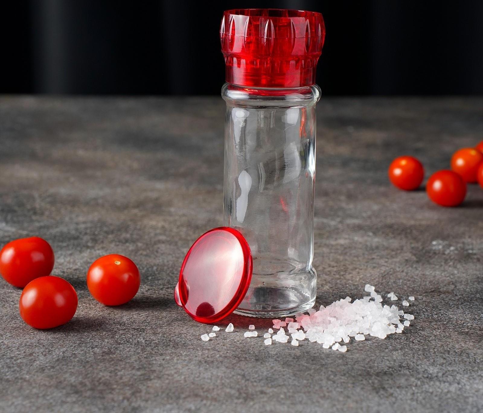 Мельница, пластиковый механизм, 115 мл (45-80 гр), цвет красный