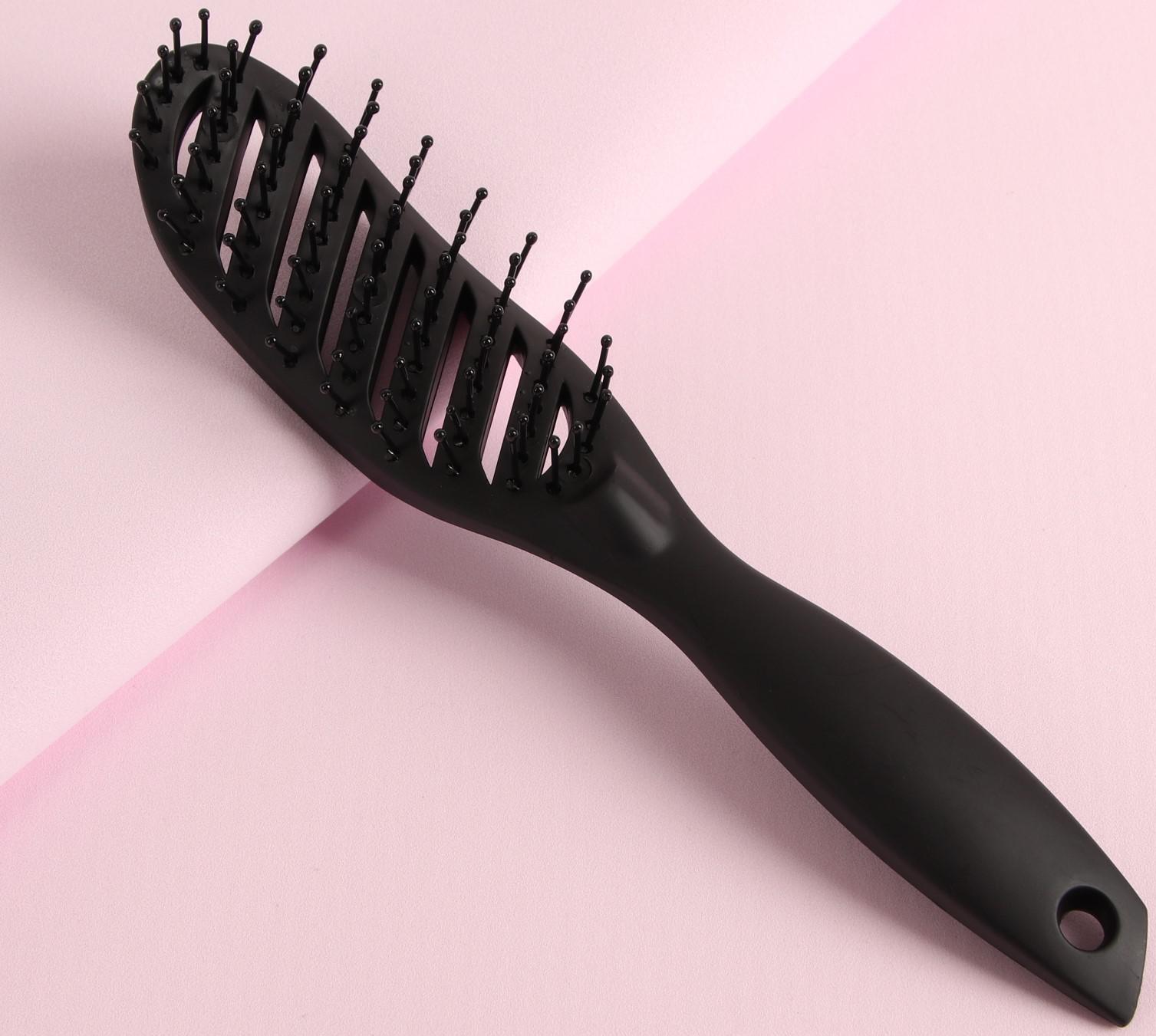 Расчёска массажная, вентилируемая, 4 × 24 см, цвет чёрный