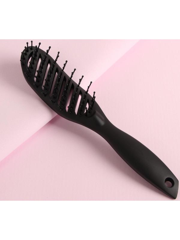 Расчёска массажная, вентилируемая, 4 × 24 см, цвет чёрный