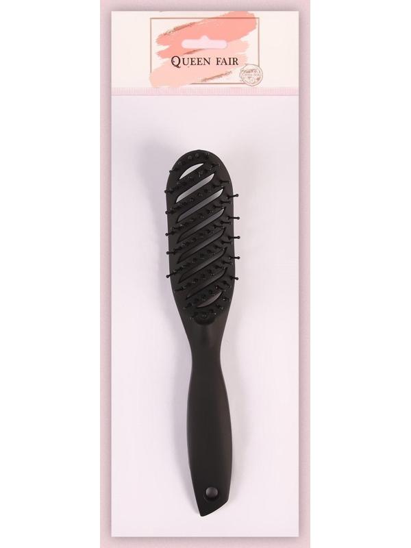 Расчёска массажная, вентилируемая, 4 × 24 см, цвет чёрный