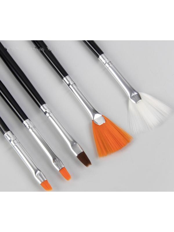 Набор кистей для наращивания и дизайна ногтей, 15 шт, 19 см, цвет чёрный