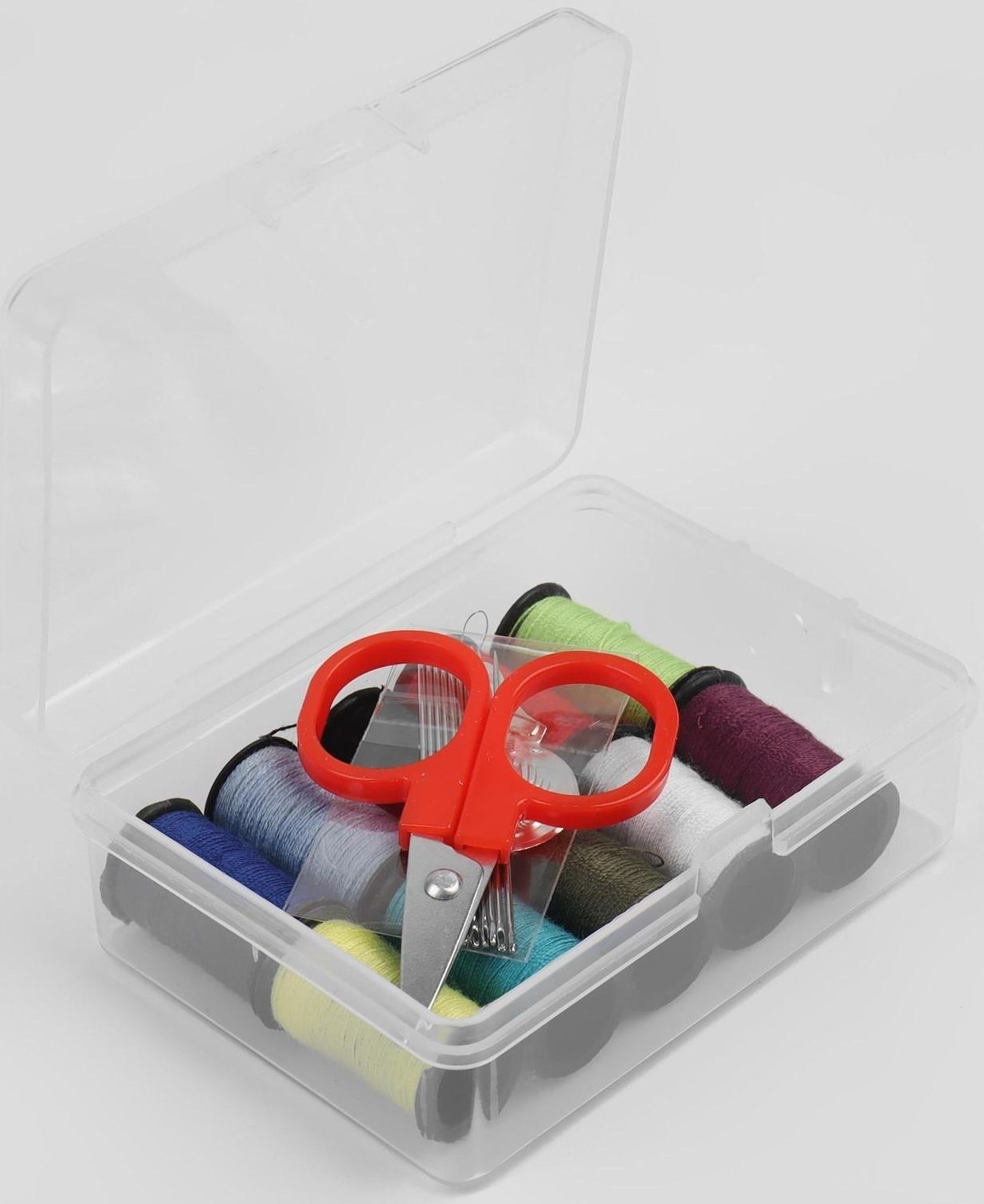 Швейный набор, 23 предмета, в пластиковом контейнере, 9 × 5,5 × 2 см