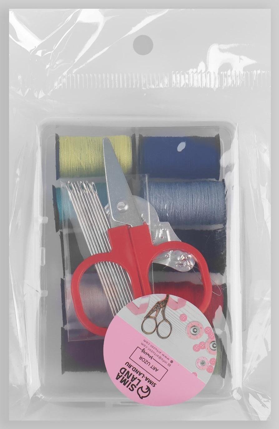 Швейный набор, 23 предмета, в пластиковом контейнере, 9 × 5,5 × 2 см