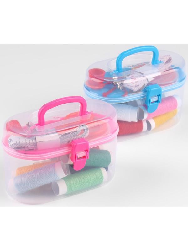 Швейный набор, 24 предмета, в пластиковом контейнере, 12 × 6 × 7,5 см, цвет МИКС