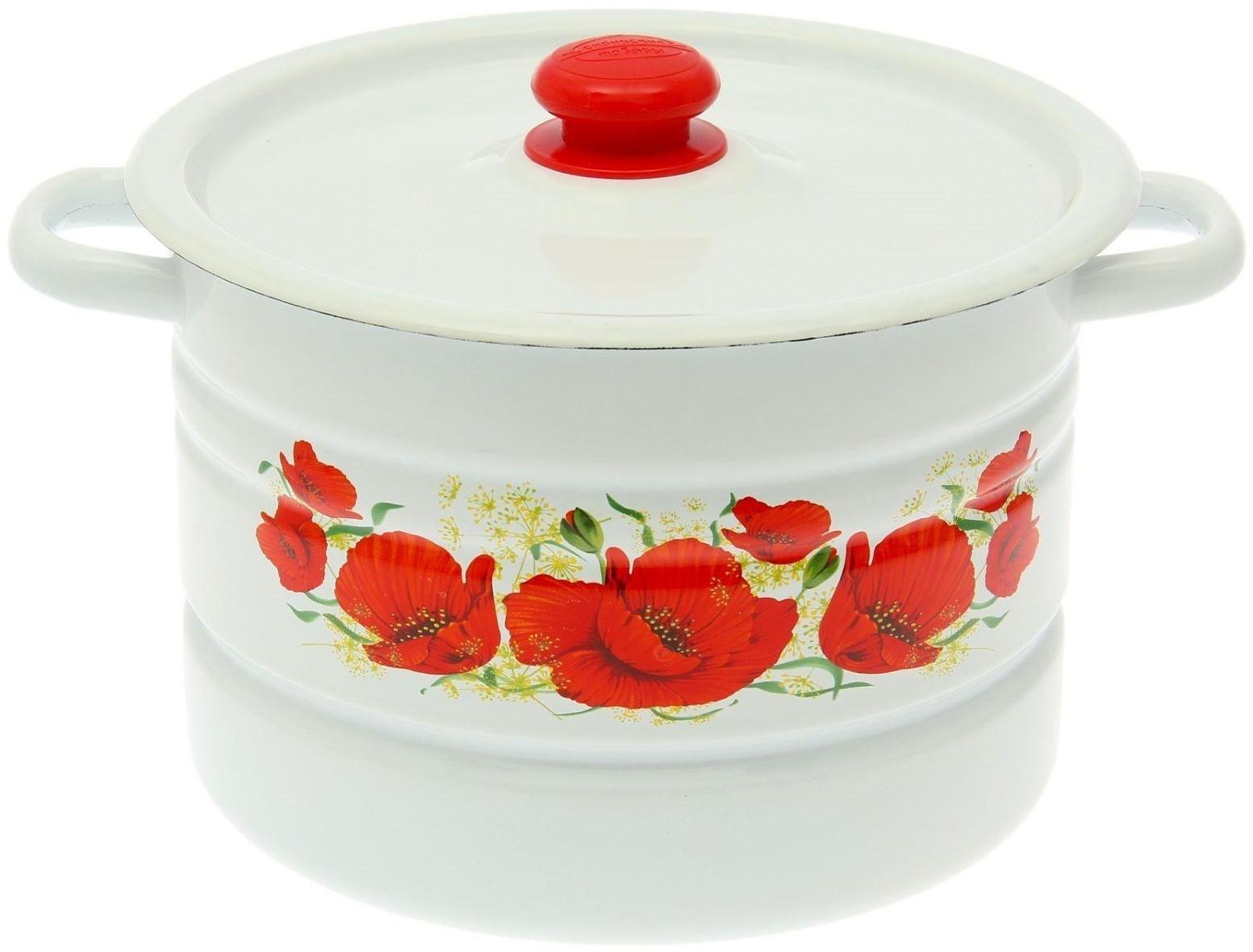 Мантоварка-позница, 7,5 л, декор, 2 вставки, пластмассовая ручка МИКС