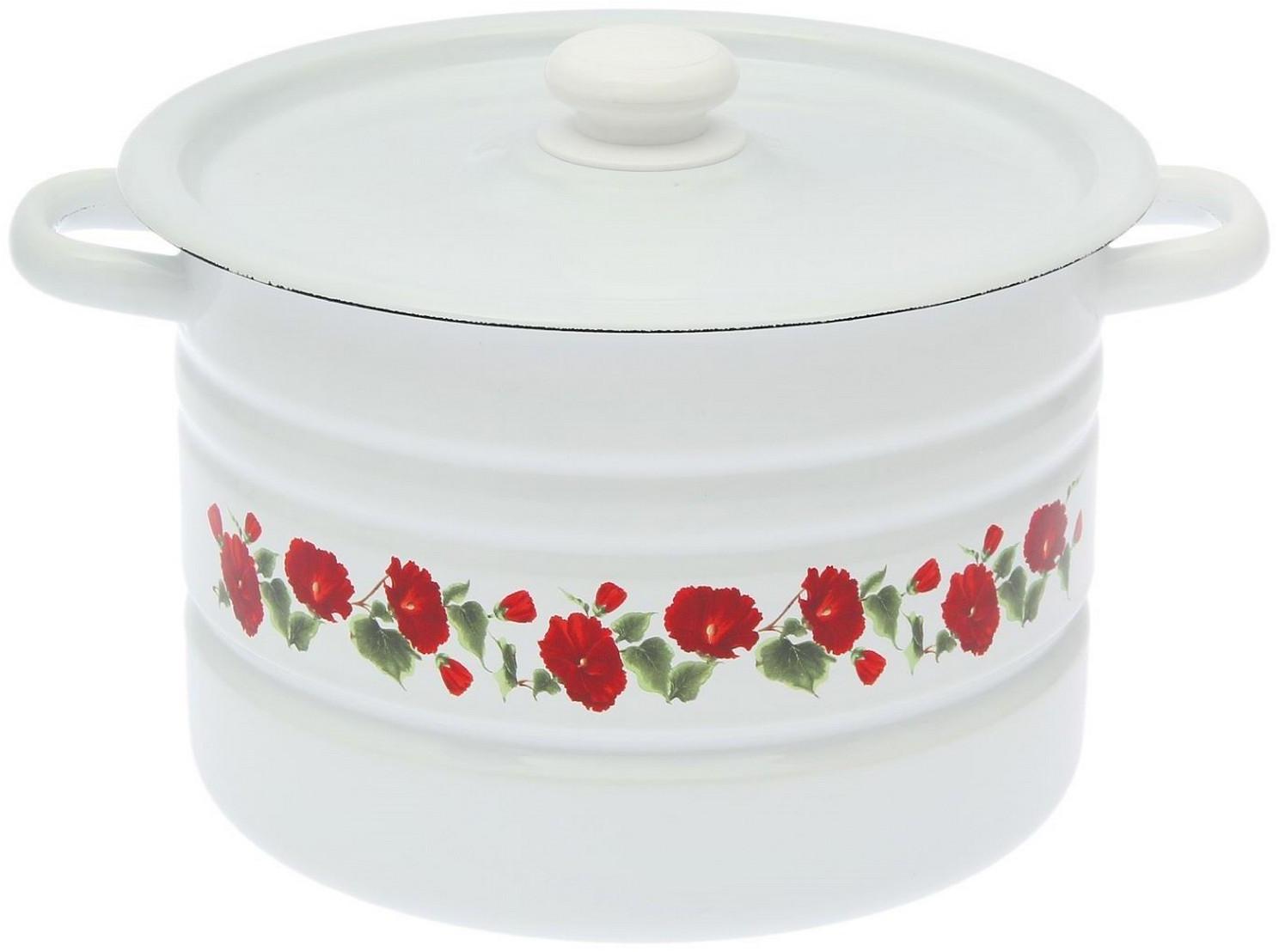 Мантоварка-позница, 7,5 л, декор, 2 вставки, пластмассовая ручка МИКС