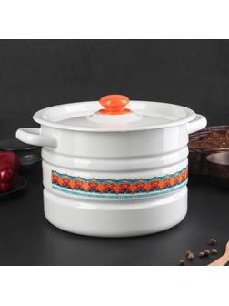 Мантоварка-позница, 7,5 л, декор, 2 вставки, пластмассовая ручка МИКС