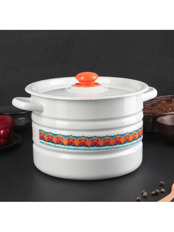 Мантоварка-позница, 7,5 л, декор, 2 вставки, пластмассовая ручка МИКС