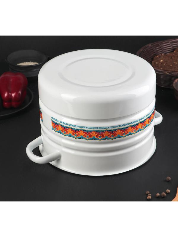 Мантоварка-позница, 7,5 л, декор, 2 вставки, пластмассовая ручка МИКС