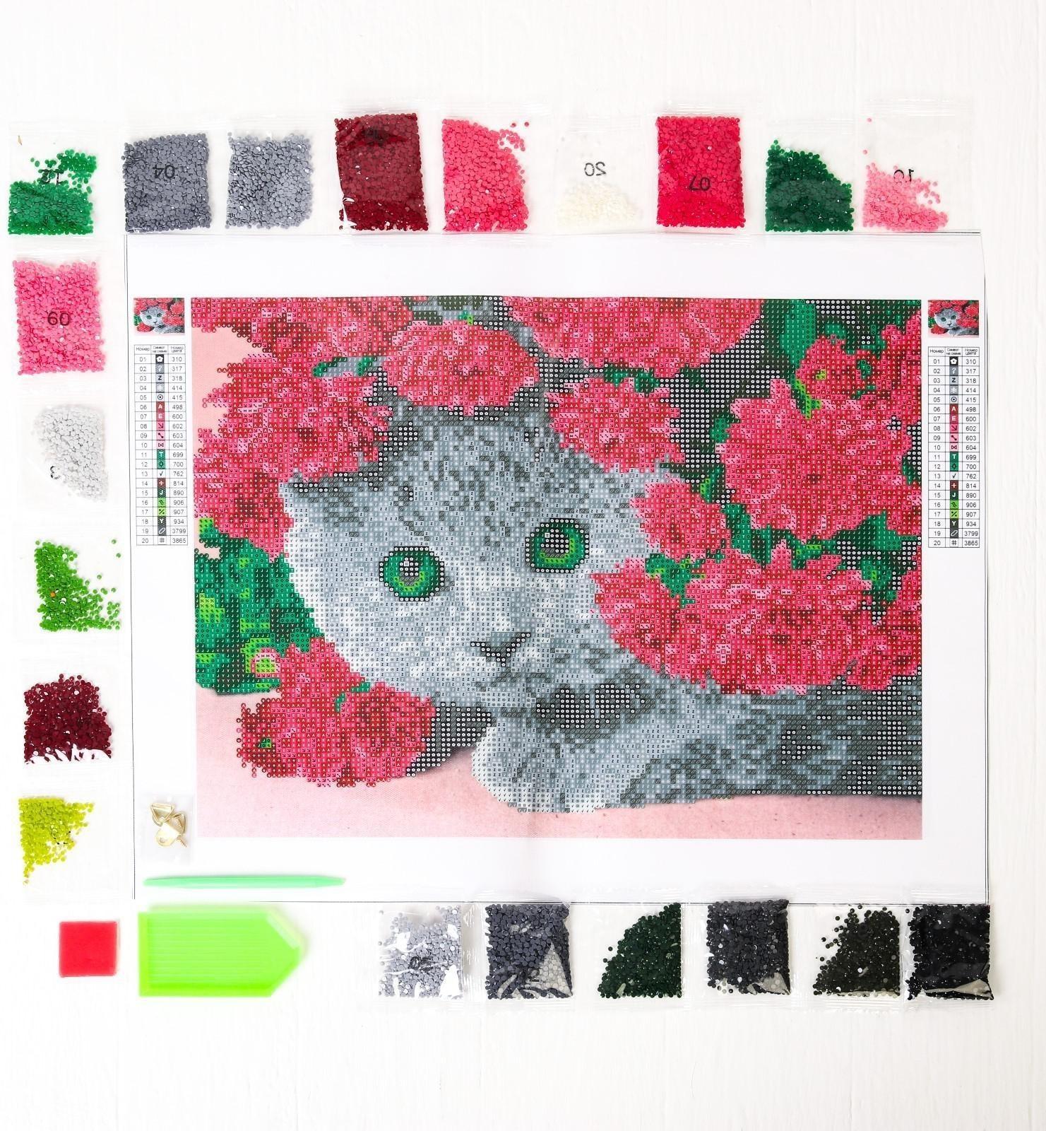 Алмазная мозаика с частичным заполнением «Котёнок», 40 х 30 см. Набор для творчества