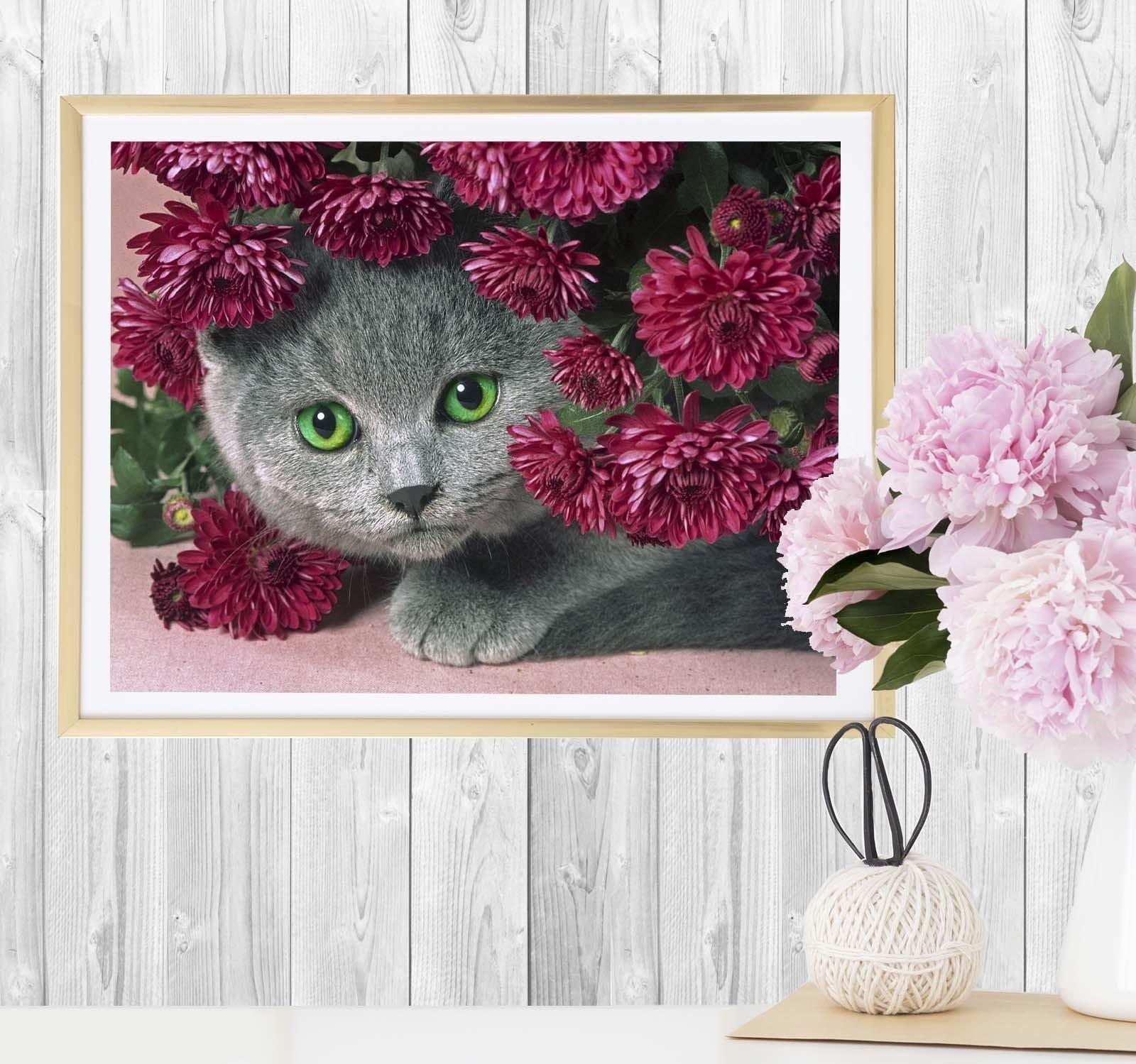 Алмазная мозаика с частичным заполнением «Котёнок», 40 х 30 см. Набор для творчества