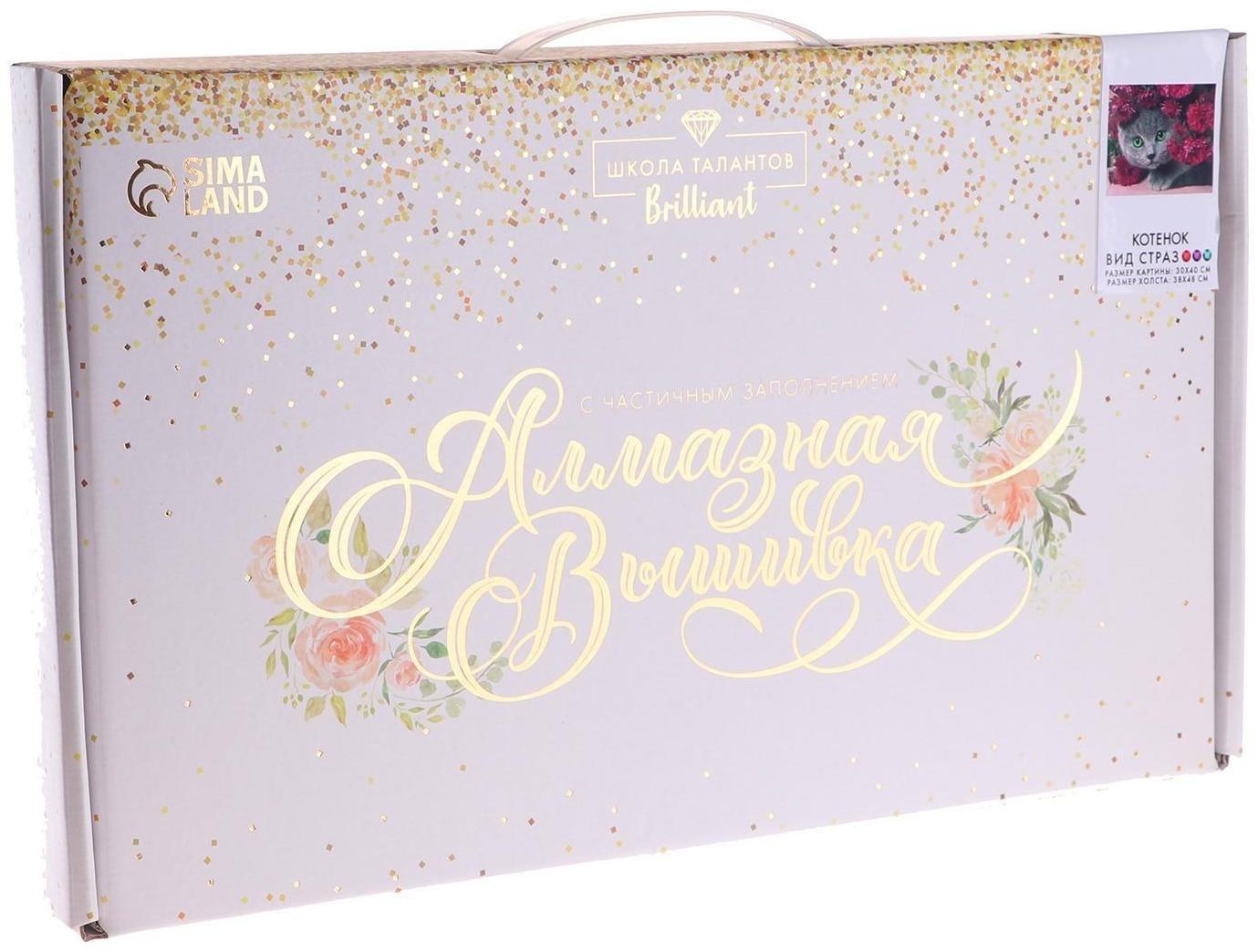 Алмазная мозаика с частичным заполнением «Котёнок», 40 х 30 см. Набор для творчества