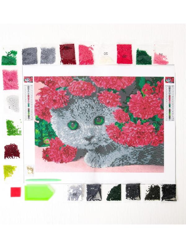 Алмазная мозаика с частичным заполнением «Котёнок», 40 х 30 см. Набор для творчества