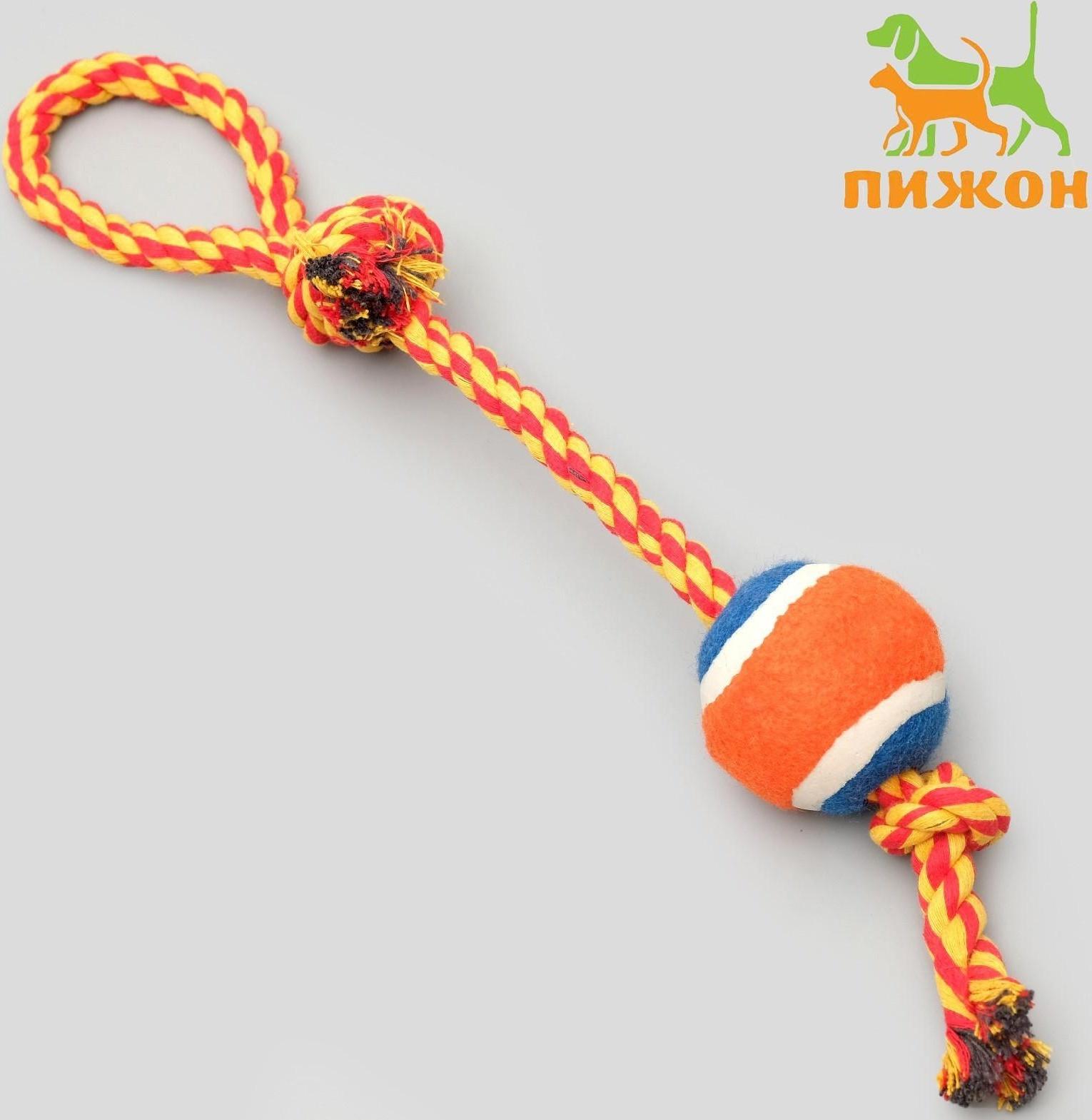 Игрушка тренировочная канатная с мячом, до 125 г, до 45 см, микс цветов