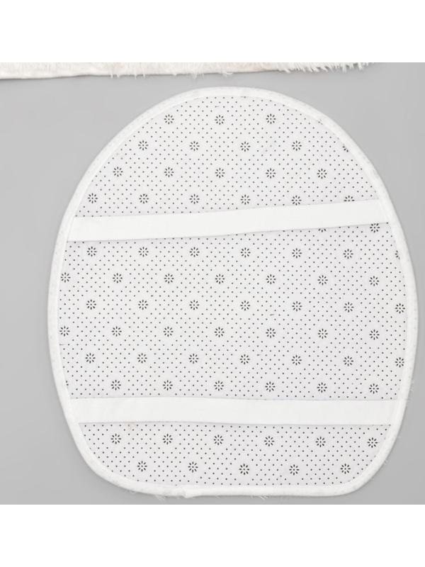 Набор ковриков для ванной и туалета Доляна «Плюшевый», 3 шт: 80×49, 40×49, 40×35 см, цвет белый