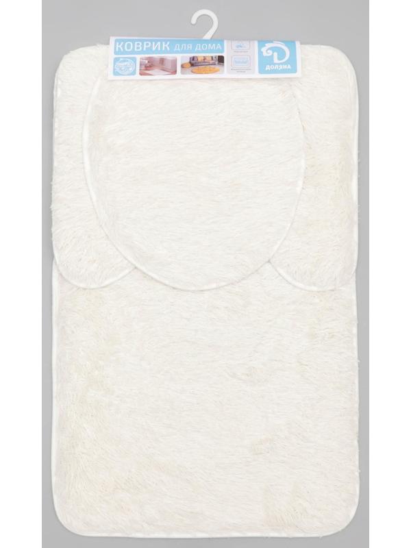 Набор ковриков для ванной и туалета Доляна «Плюшевый», 3 шт: 80×49, 40×49, 40×35 см, цвет белый